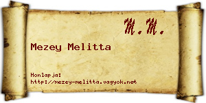 Mezey Melitta névjegykártya